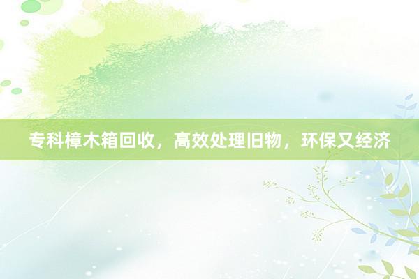 专科樟木箱回收，高效处理旧物，环保又经济